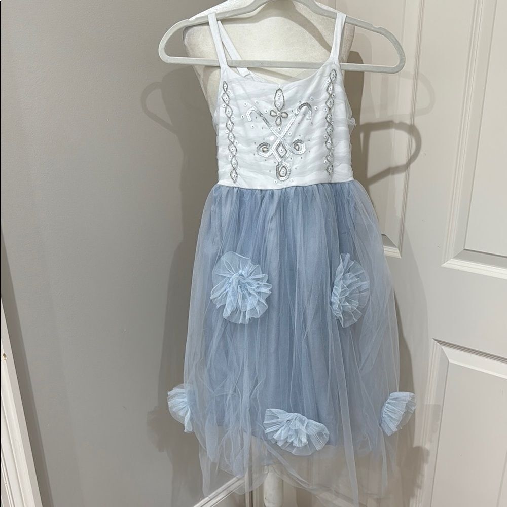 Pottery Barn Kids White and Blue Dance Costume Size 7-8